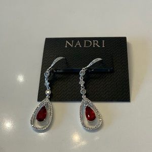 Nadri Brand new with tag CZ simulated ruby drop pierced earrings